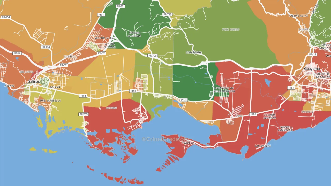 Aguirre, PR Map of Robbery Rates