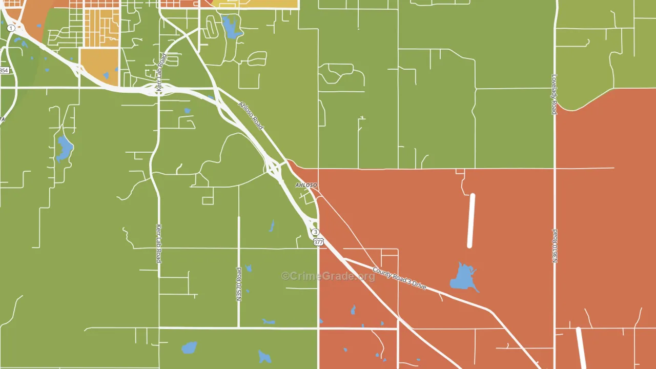 Ahloso, OK Map of Robbery Rates