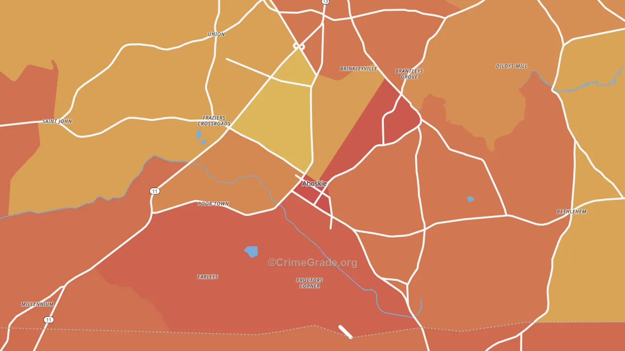 Ahoskie, NC Map of Robbery Rates