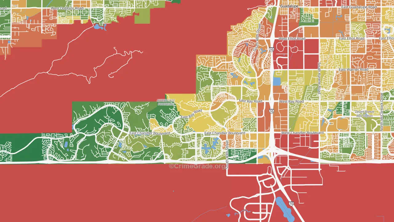 Ahwatukee, Phoenix, AZ Map of Robbery Rates