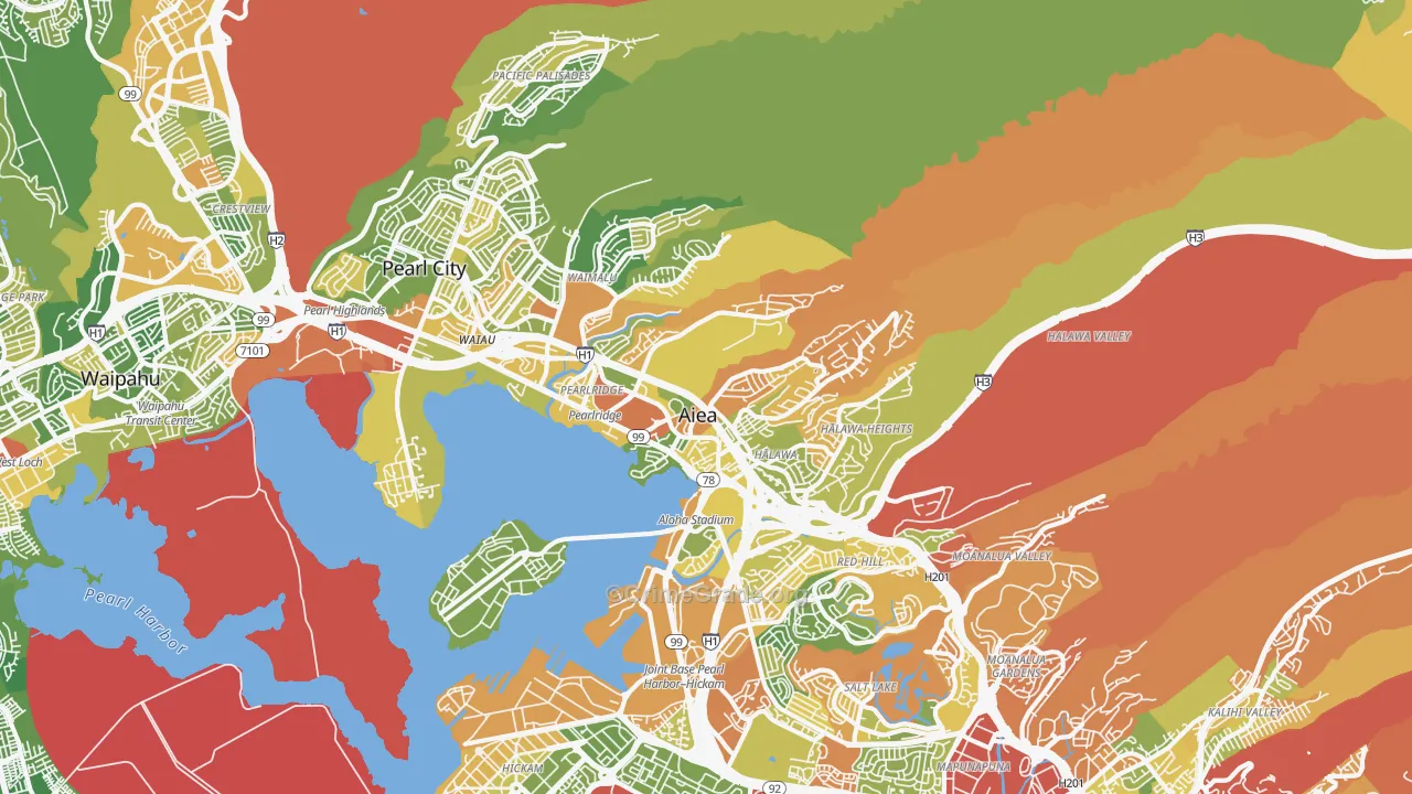 Aiea, HI Map of Robbery Rates