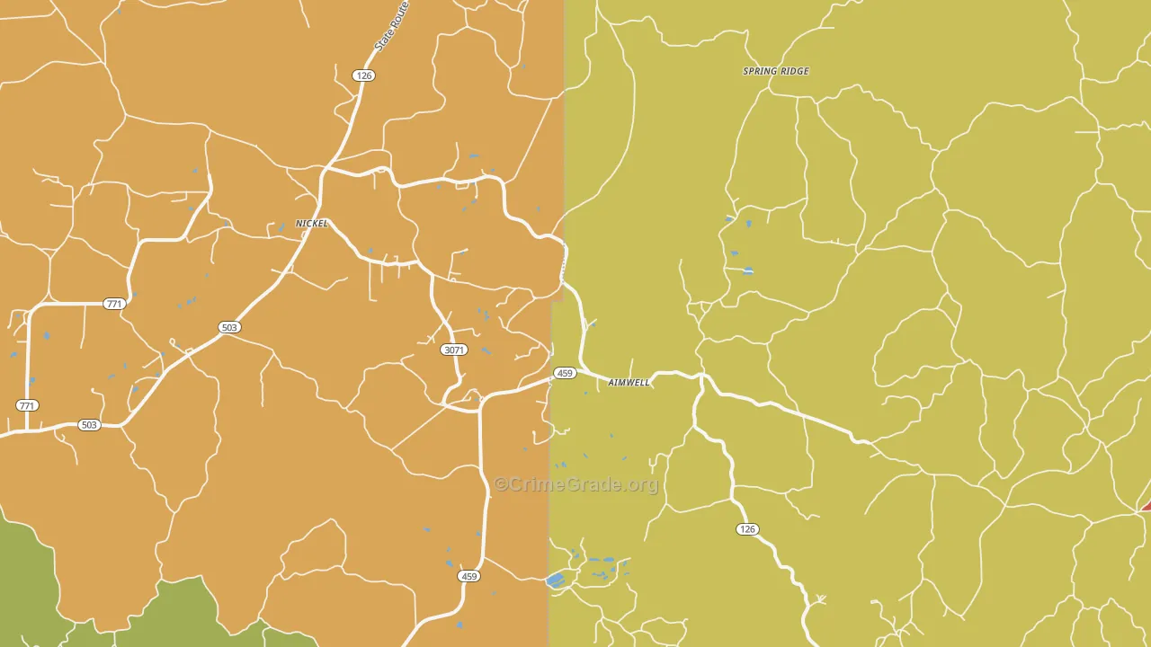 Aimwell, LA Map of Robbery Rates