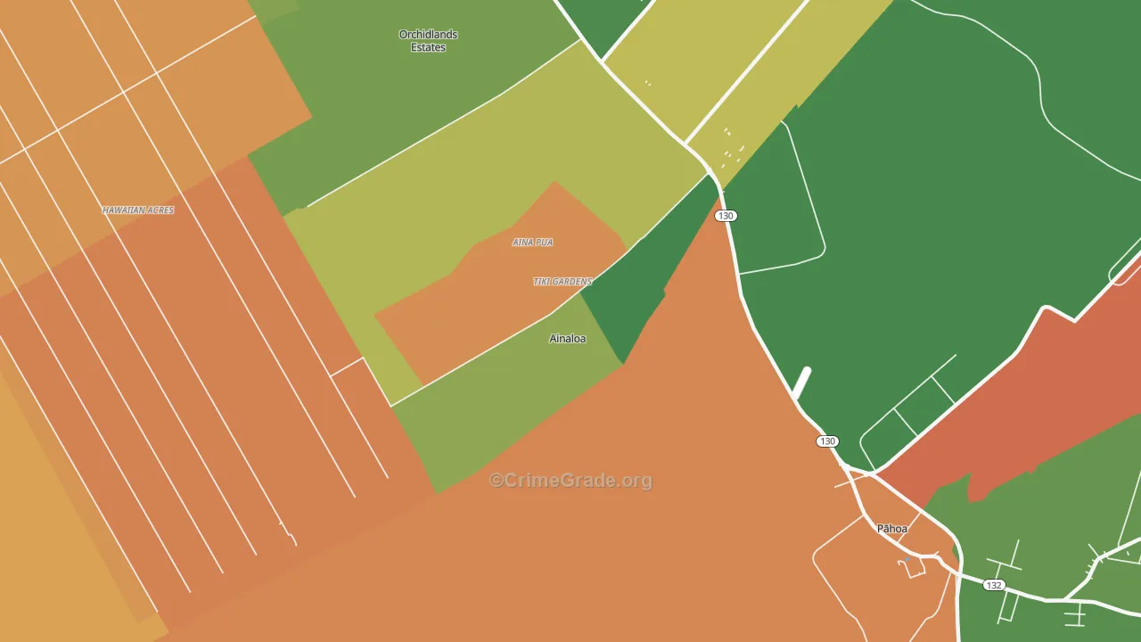 Ainaloa, HI Map of Robbery Rates