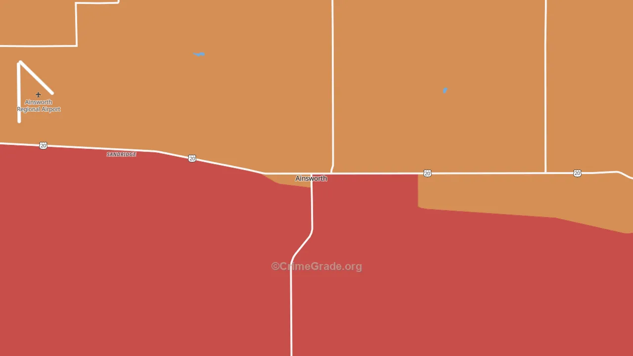 Ainsworth, NE Map of Robbery Rates