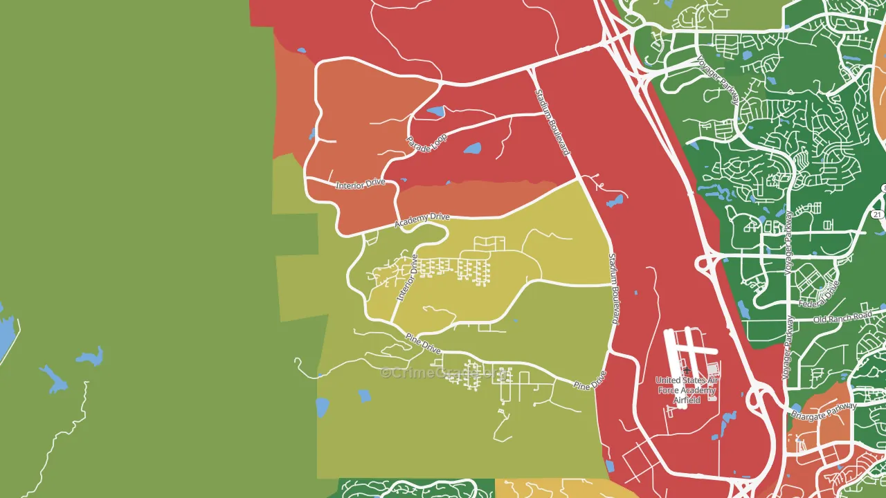 Air Force Academy, CO Map of Robbery Rates