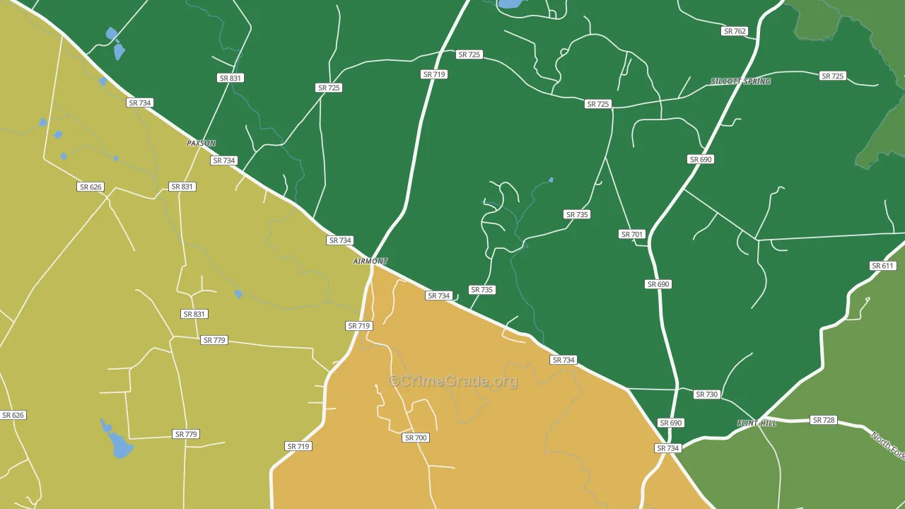 Airmont, VA Map of Robbery Rates