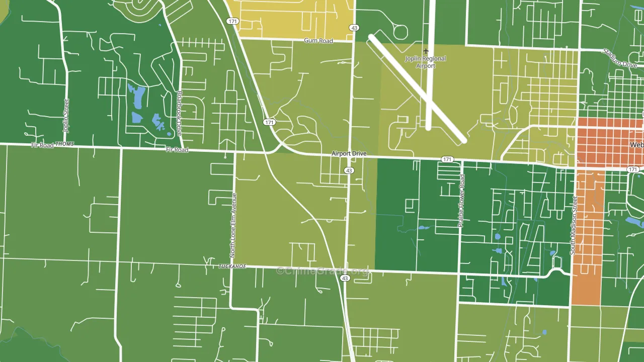 Airport Drive, MO Map of Robbery Rates