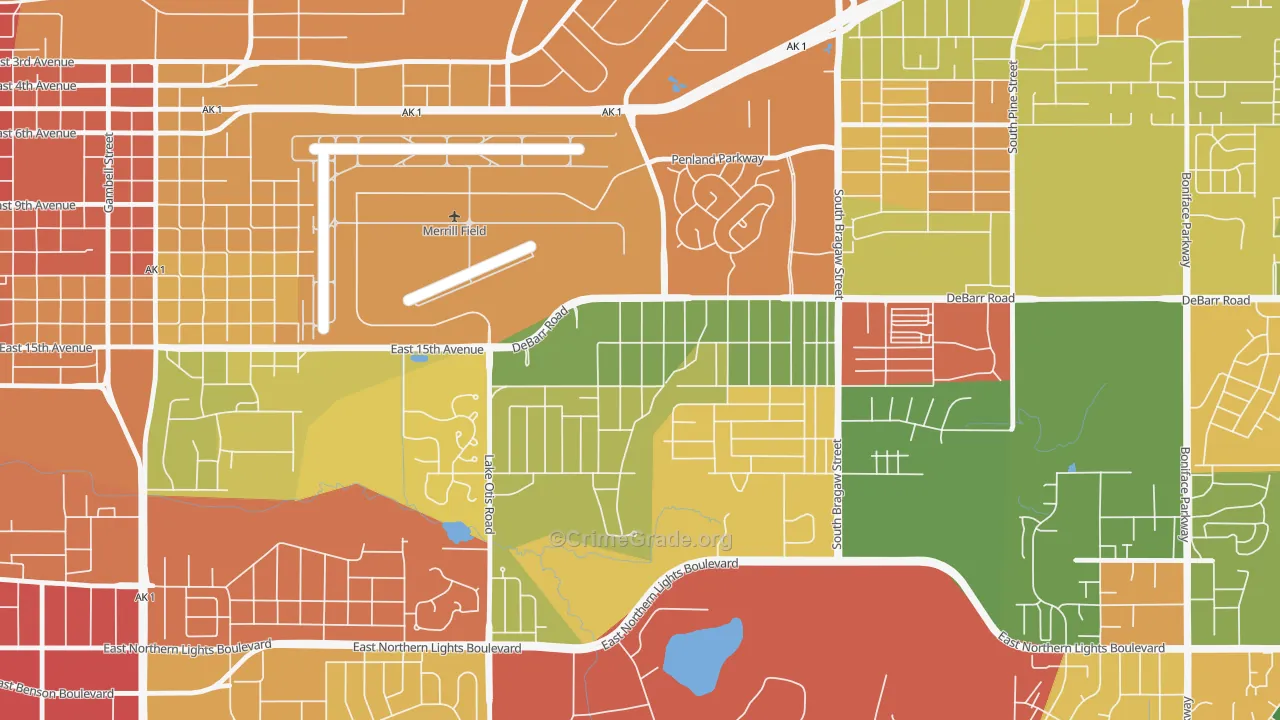 Airport Heights, Anchorage, AK Map of Robbery Rates