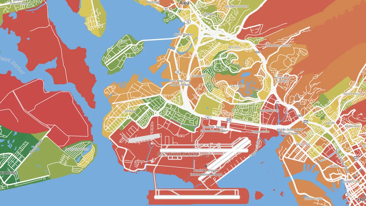 Airport, Honolulu, HI Map of Robbery Rates