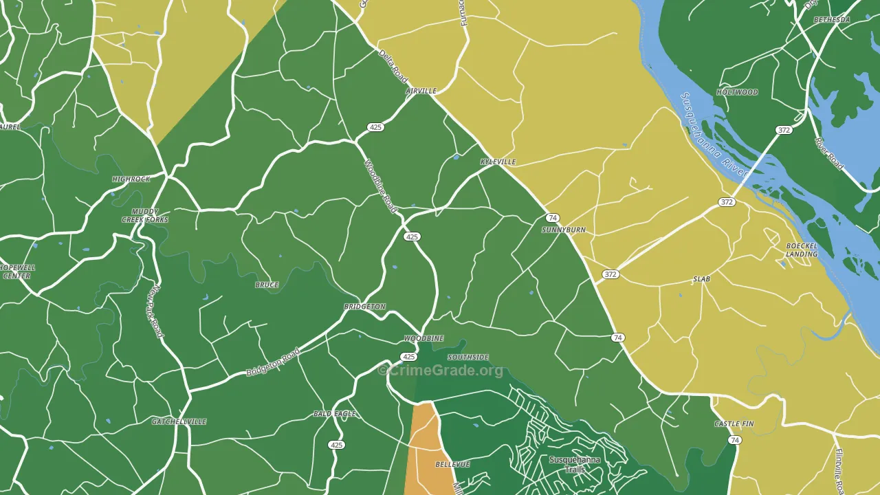 Airville, PA Map of Robbery Rates