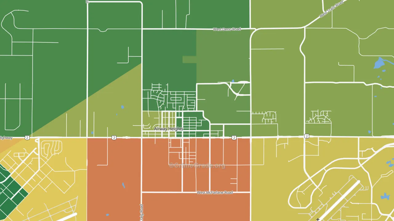 Airway Heights, WA Map of Robbery Rates