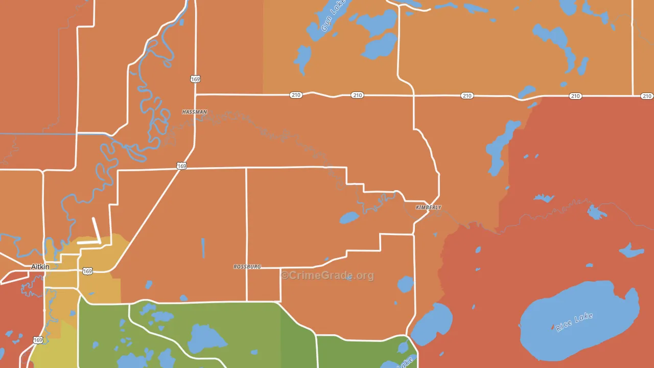 Aitkin County, MN Map of Robbery Rates