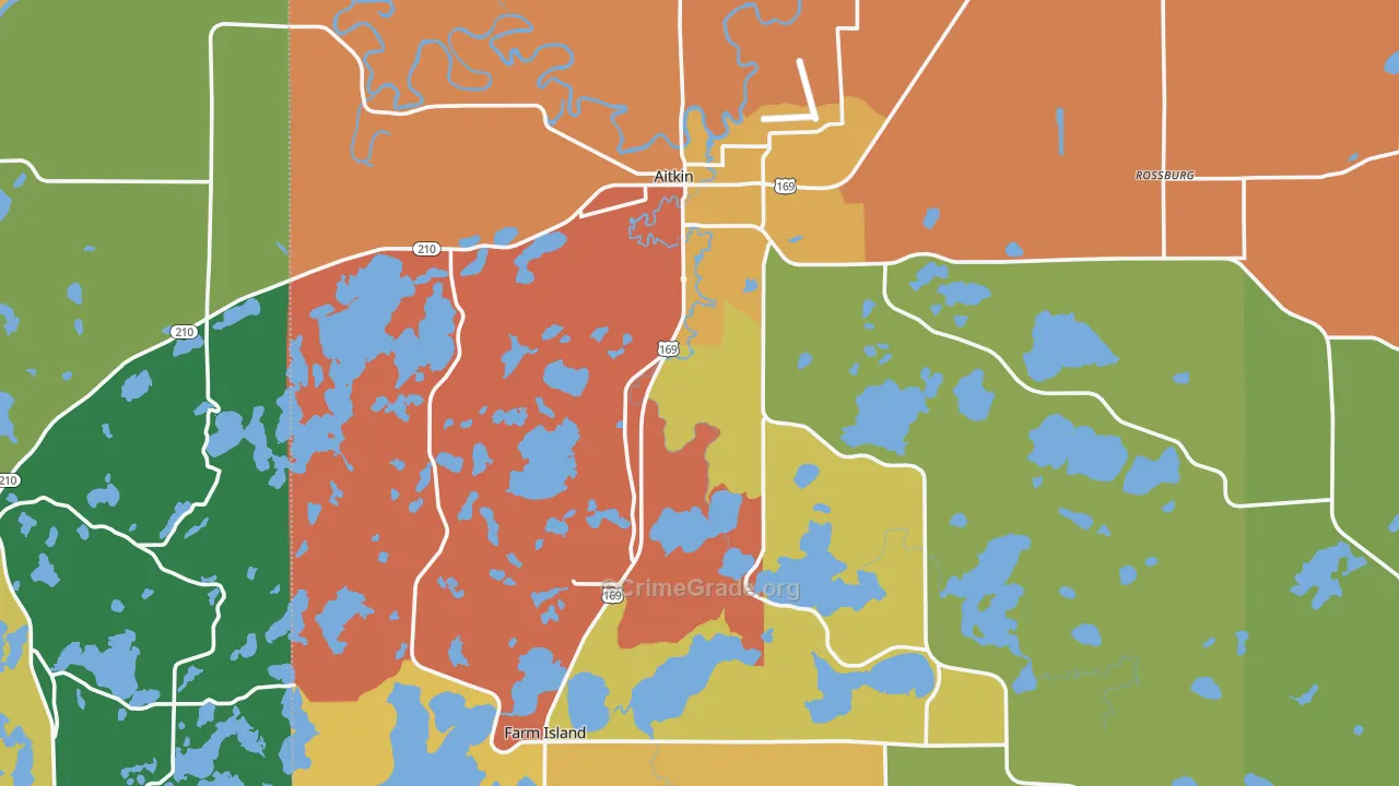 Aitkin, MN Map of Robbery Rates