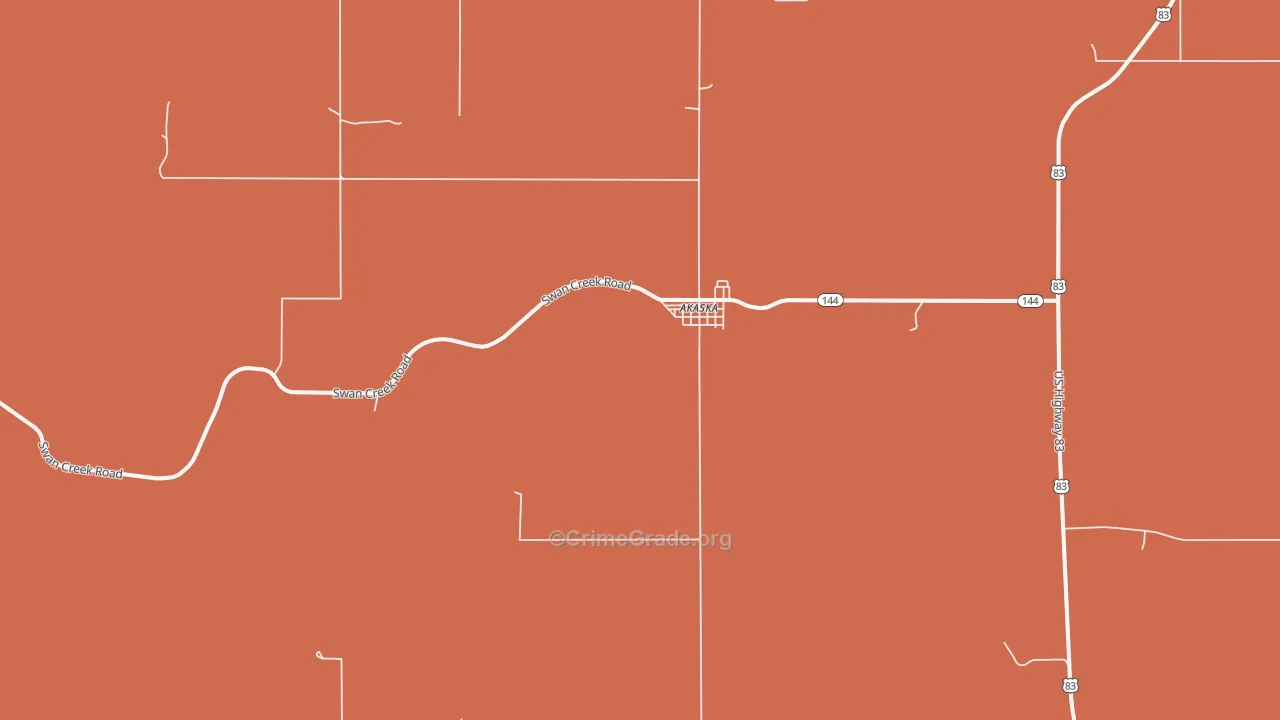 Akaska, SD Map of Robbery Rates
