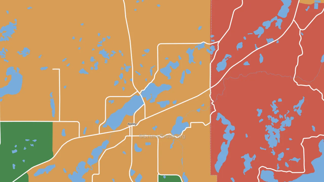 Akeley, MN Map of Robbery Rates