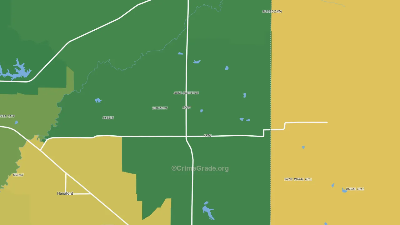 Akin, IL Map of Robbery Rates