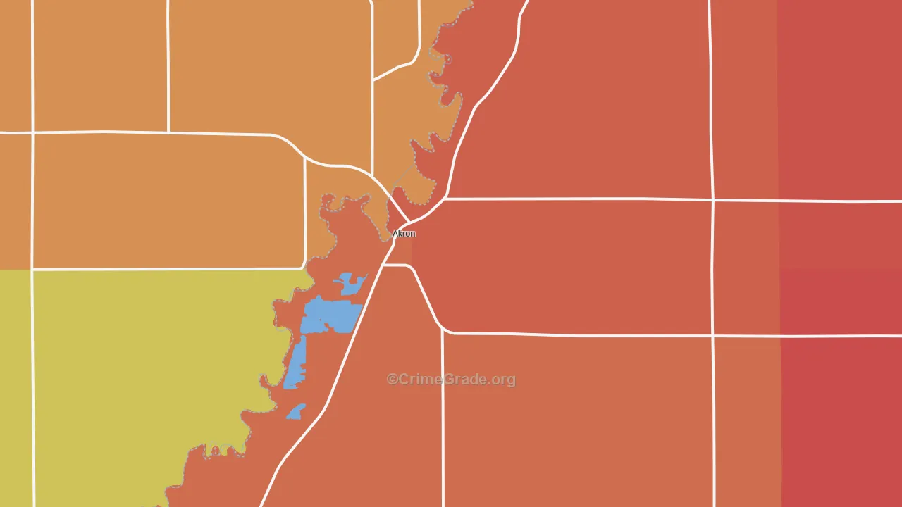 Akron, IA Map of Robbery Rates