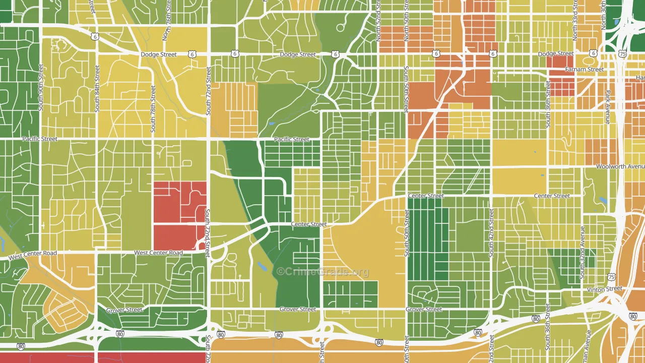 Aksarben-Elmwood Park, Omaha, NE Map of Robbery Rates