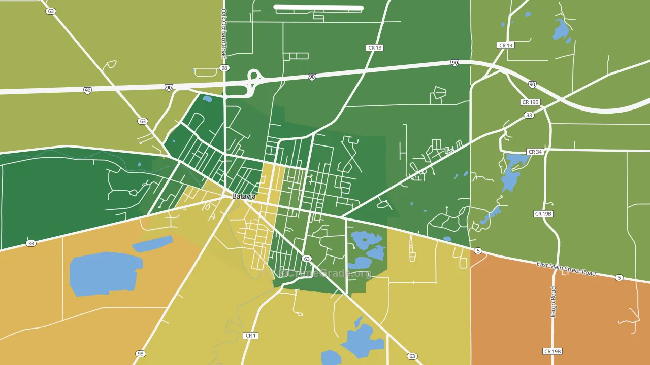 Alabama, NY Map of Robbery Rates