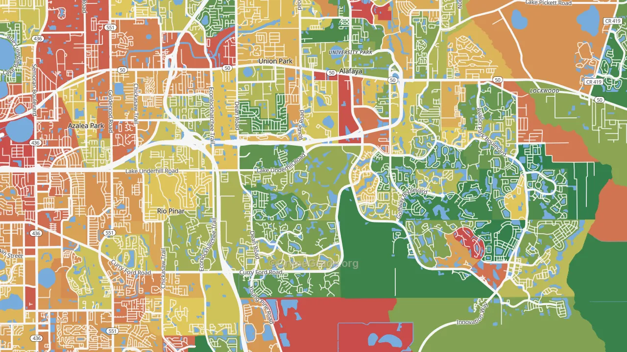 Alafaya, FL Map of Robbery Rates