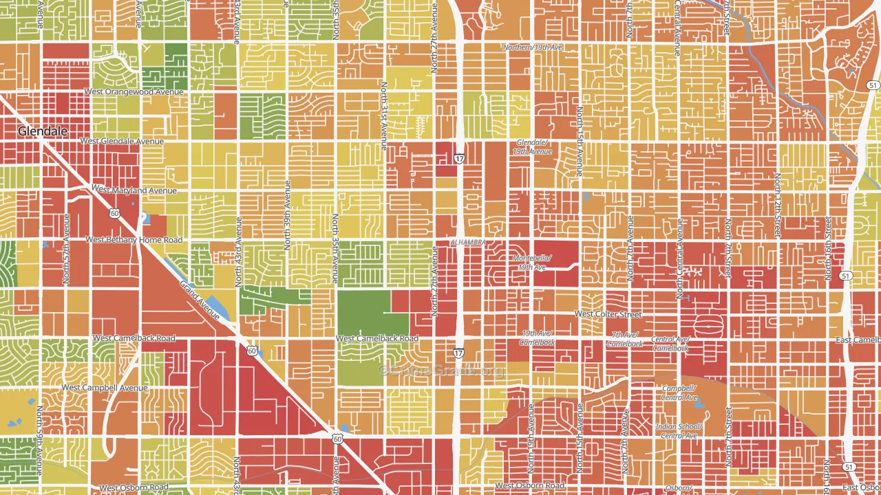 Alahambra, Phoenix, AZ Map of Robbery Rates