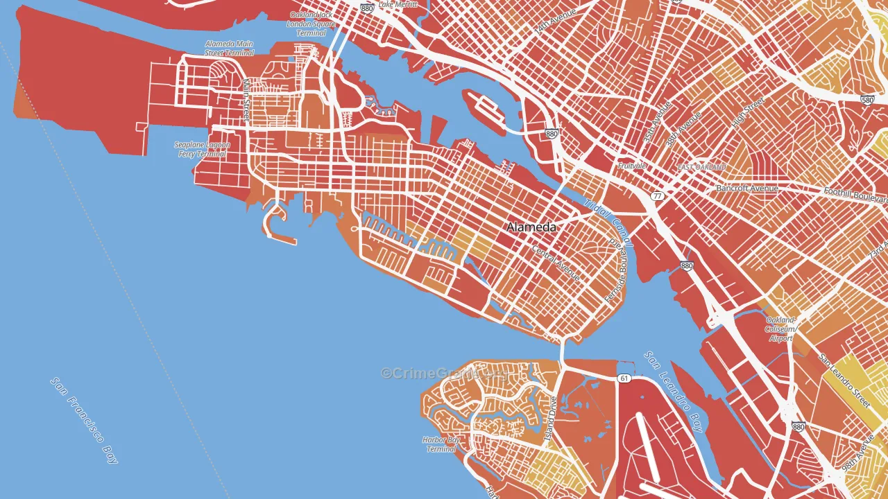 Alameda, CA Map of Robbery Rates