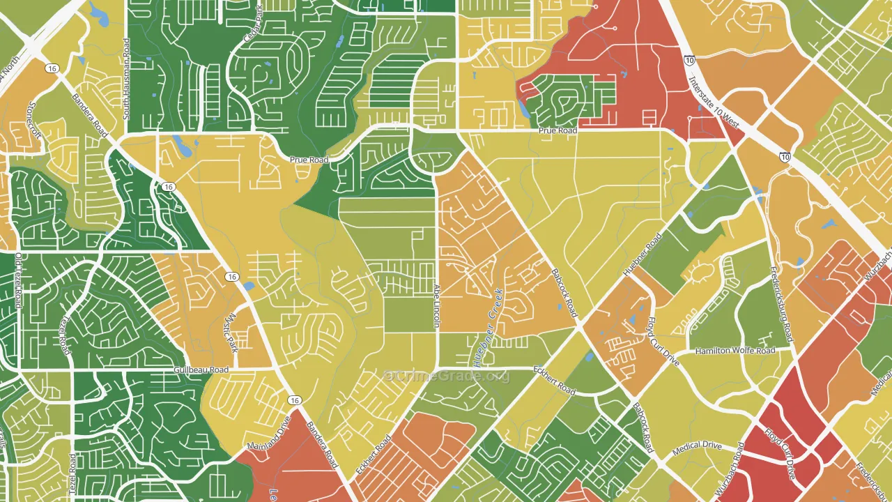 Alamo Farmsteads-Babcock Road, San Antonio, TX Map of Robbery Rates