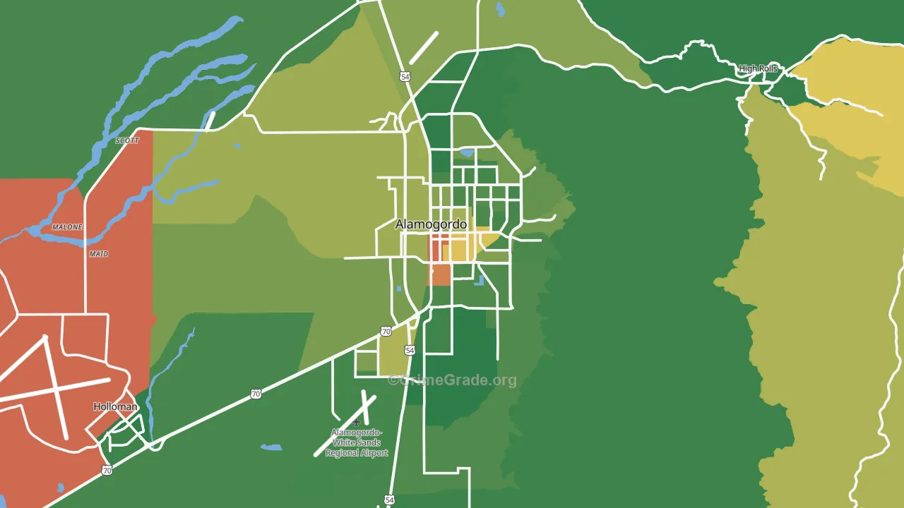 Alamogordo, NM Map of Robbery Rates