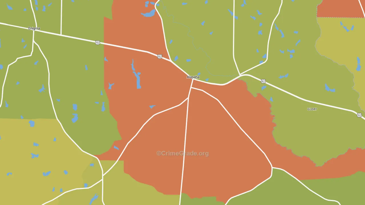 Alapaha, GA Map of Robbery Rates