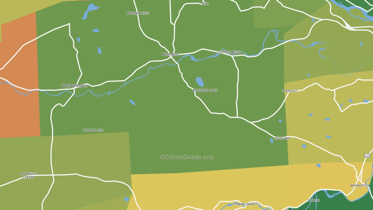 Alba, PA Map of Robbery Rates