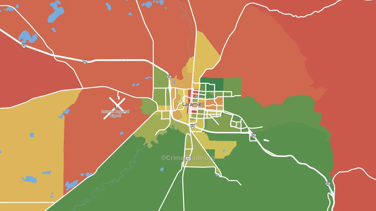 Albany County, WY Map of Robbery Rates