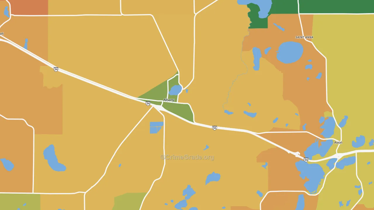 Albany, MN Map of Robbery Rates