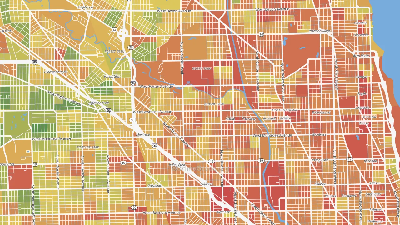 Albany Park, Chicago, IL Map of Robbery Rates