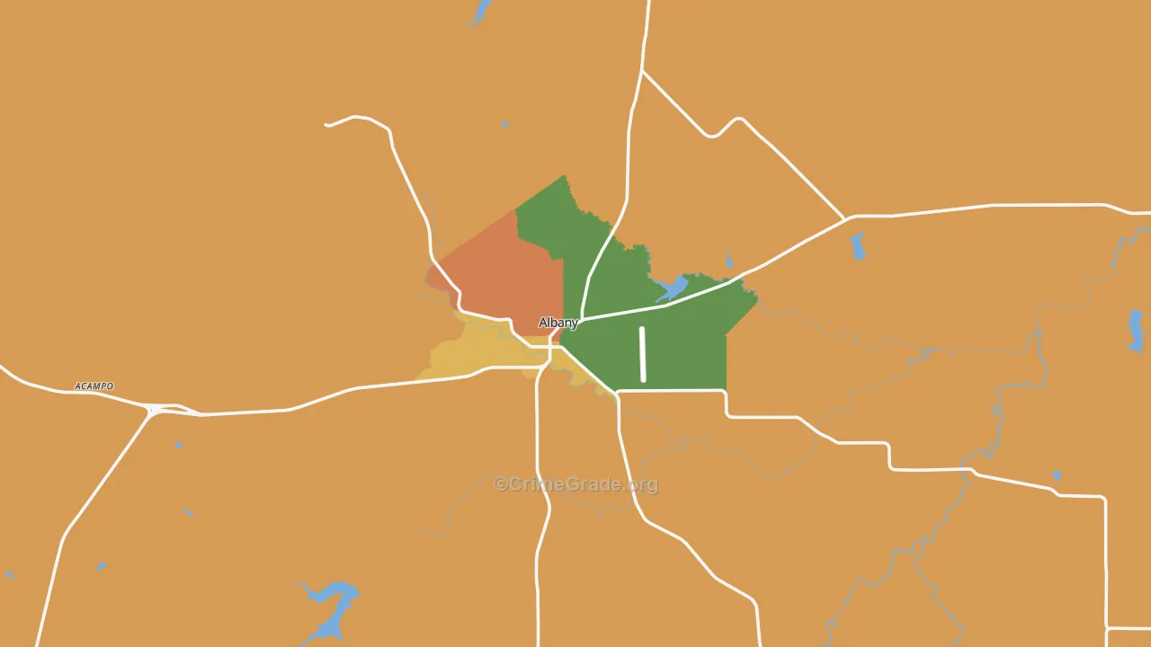 Albany, TX Map of Robbery Rates