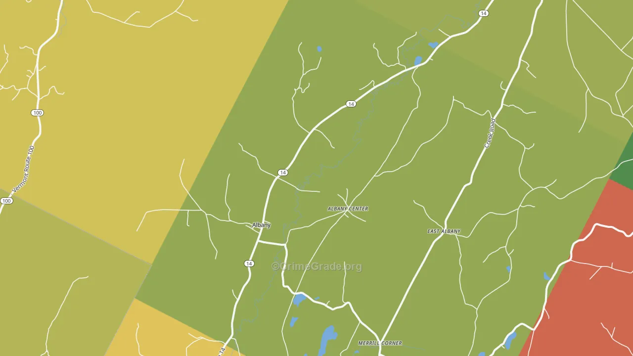 Albany, VT Map of Robbery Rates