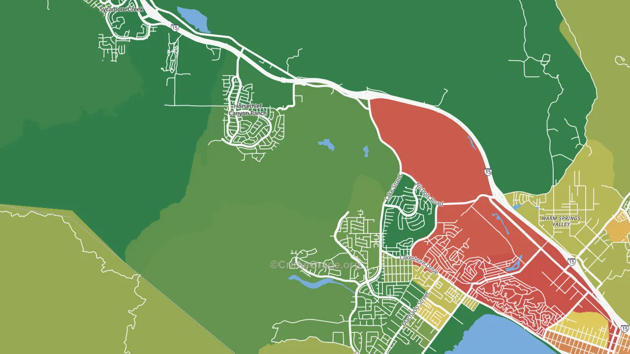 Alberhill, CA Map of Robbery Rates