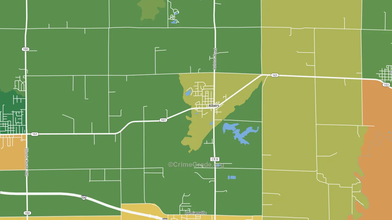 Albers, IL Map of Robbery Rates