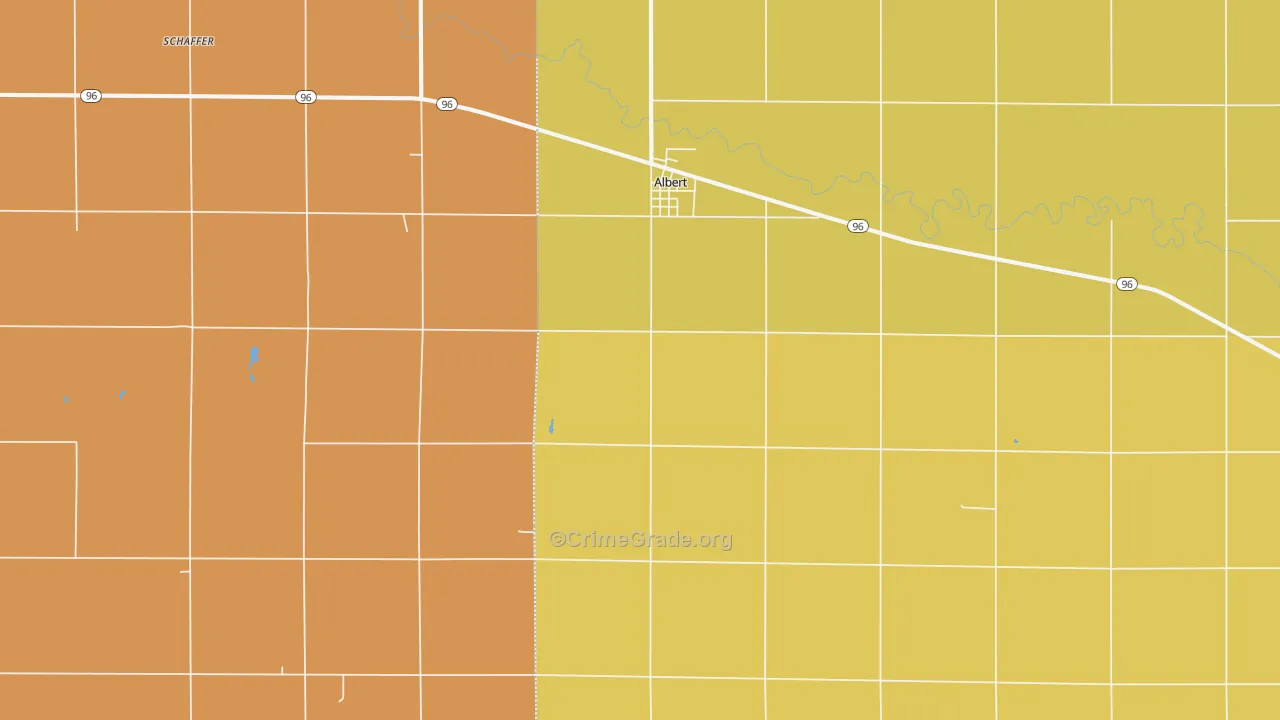 Albert, KS Map of Robbery Rates