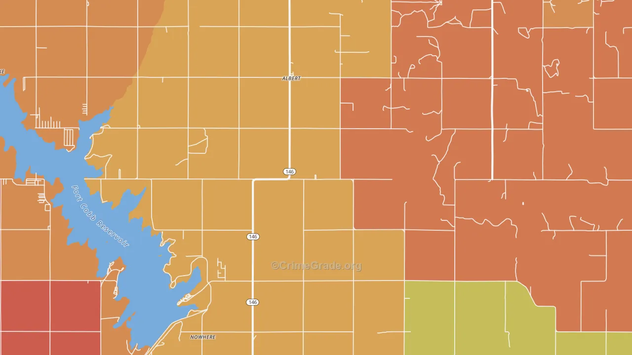 Albert, OK Map of Robbery Rates
