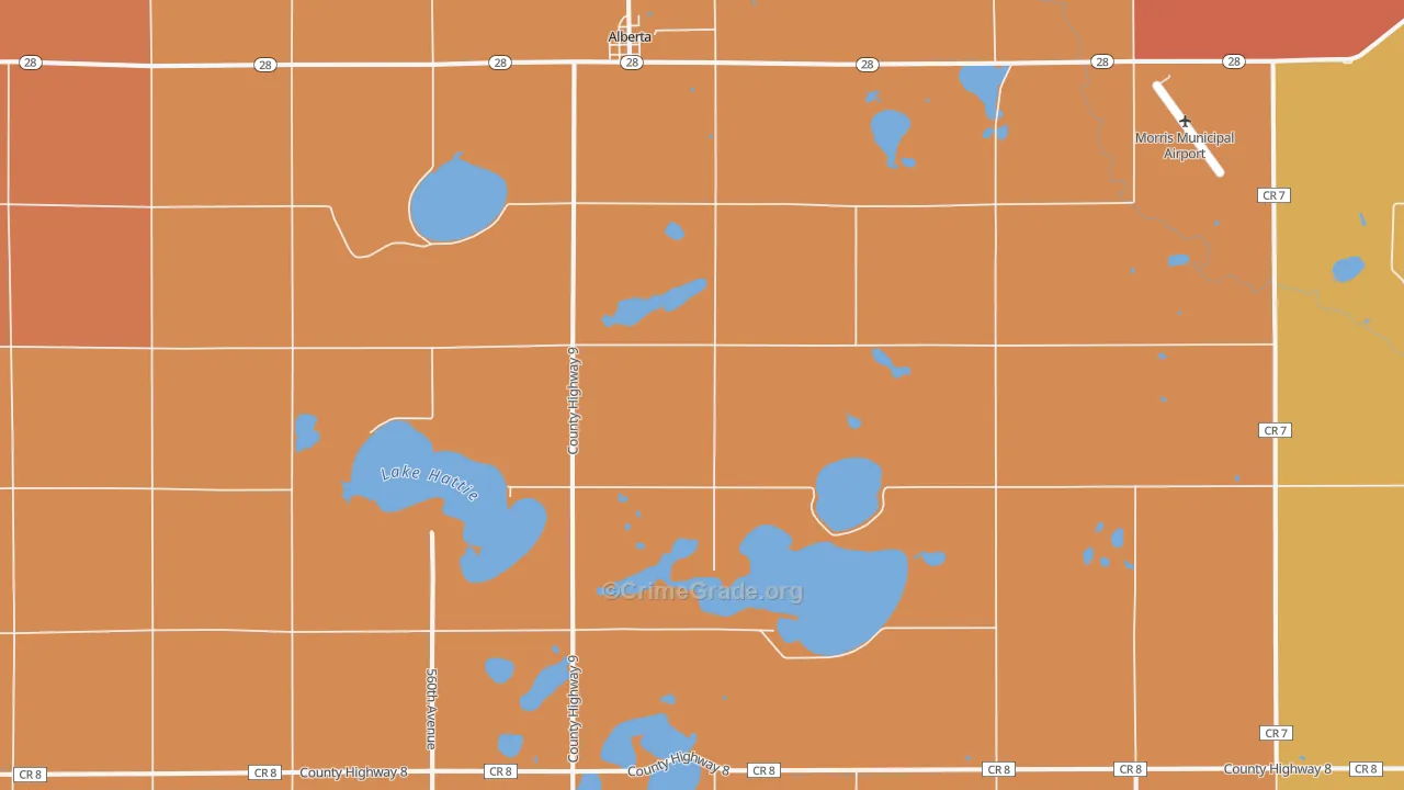 Alberta, MN Map of Robbery Rates