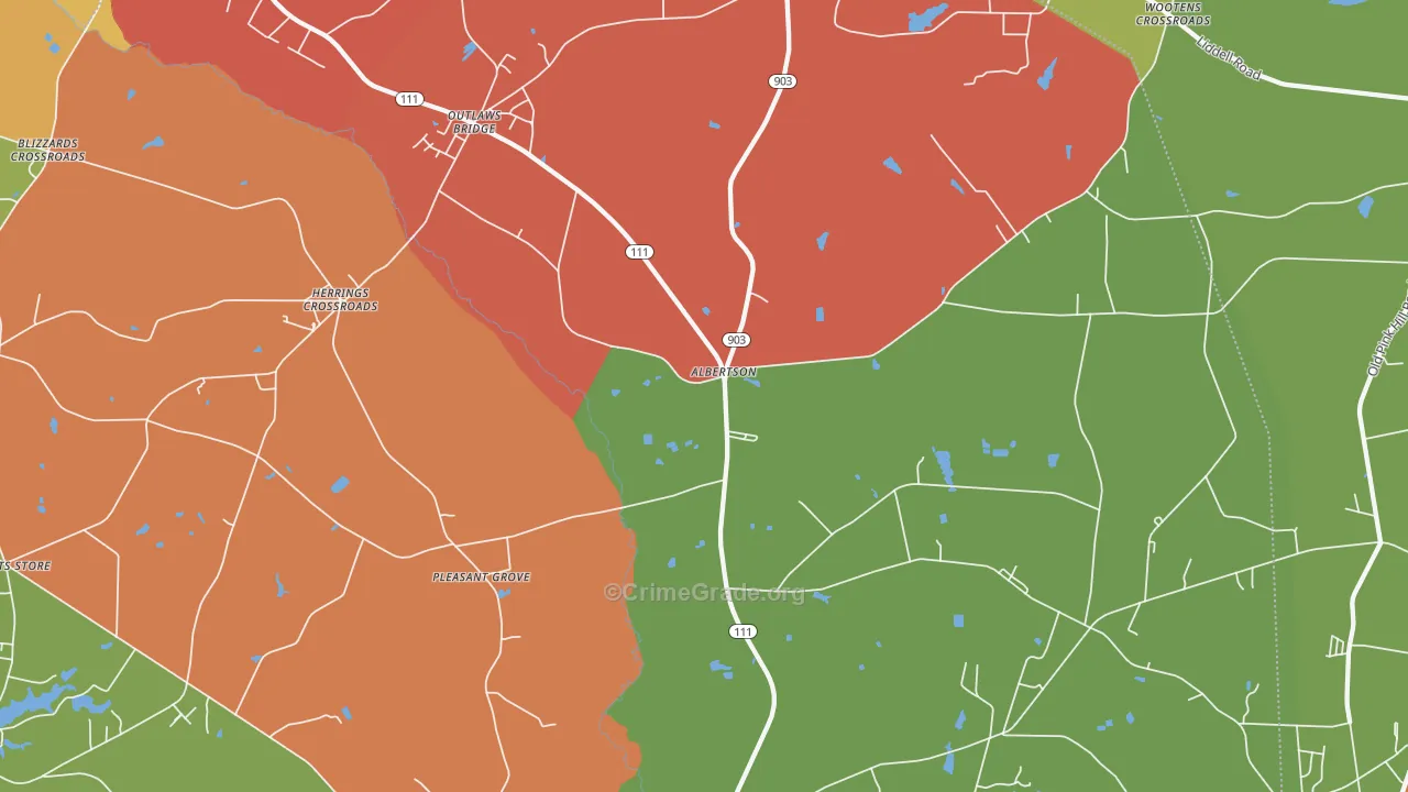 Albertson, NC Map of Robbery Rates