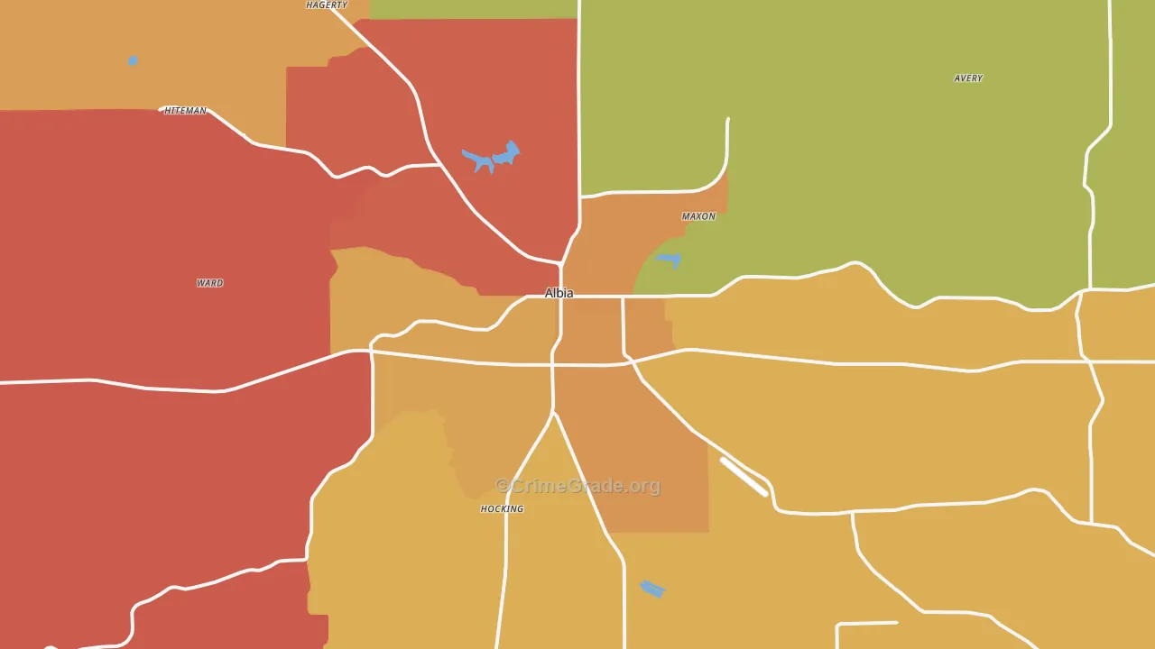 Albia, IA Map of Robbery Rates