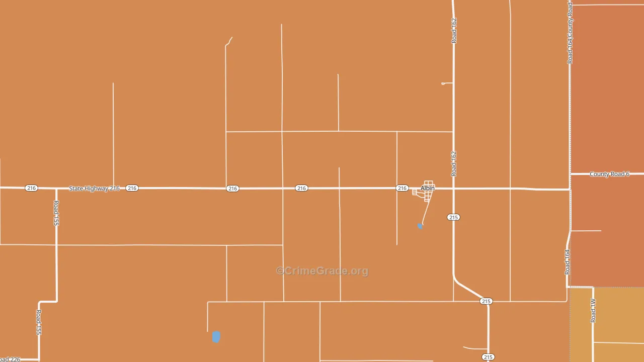 Albin, WY Map of Robbery Rates