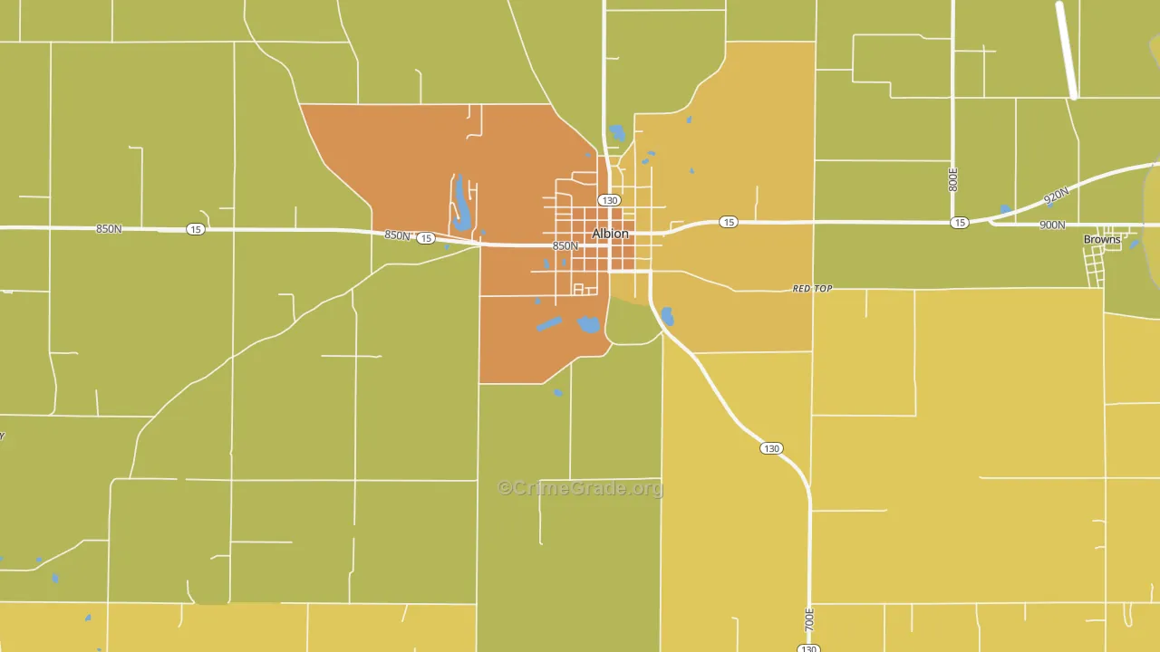 Albion, IL Map of Robbery Rates