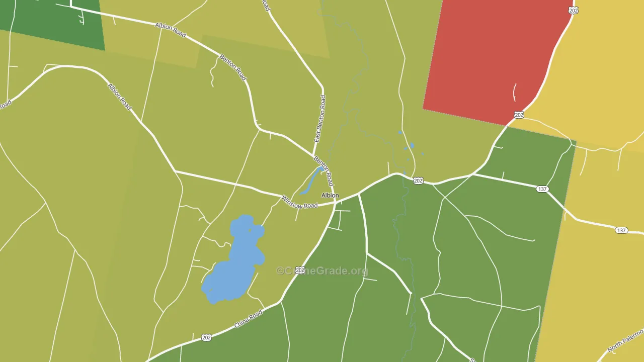 Albion, ME Map of Robbery Rates