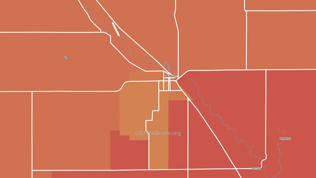 Albion, NE Map of Robbery Rates