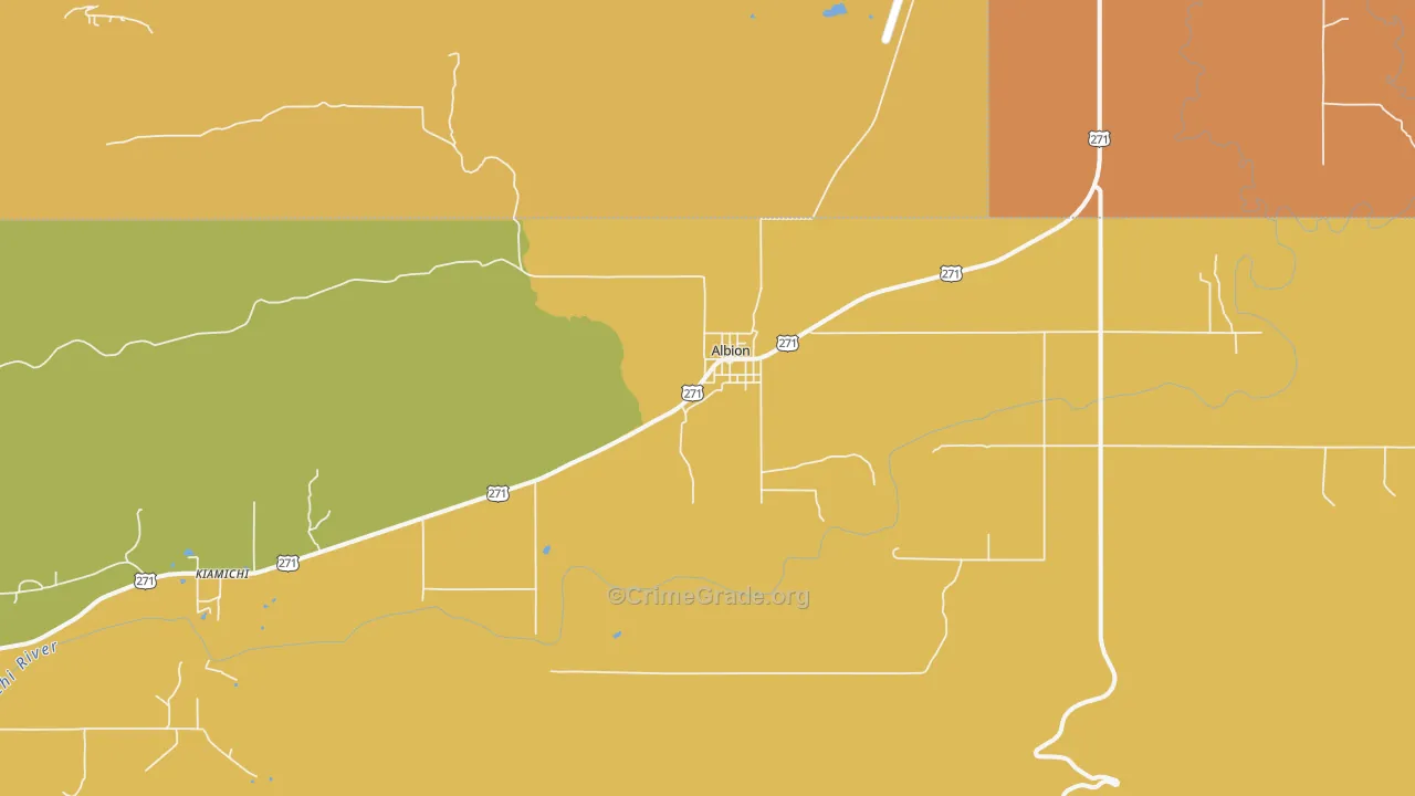 Albion, OK Map of Robbery Rates