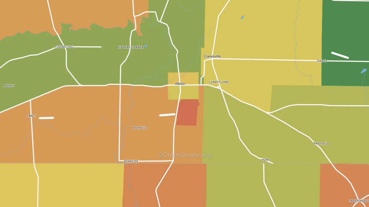 Albion, PA Map of Robbery Rates