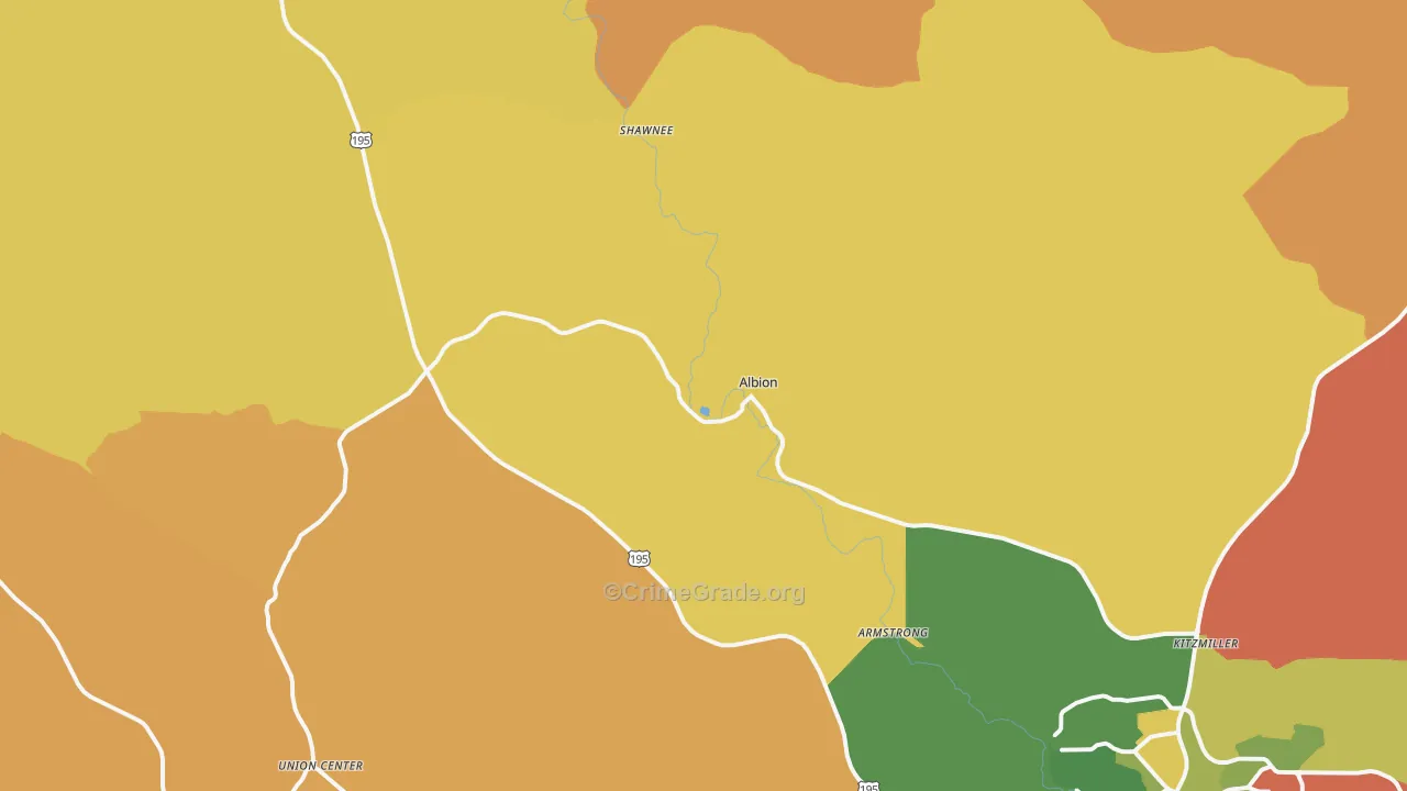 Albion, WA Map of Robbery Rates