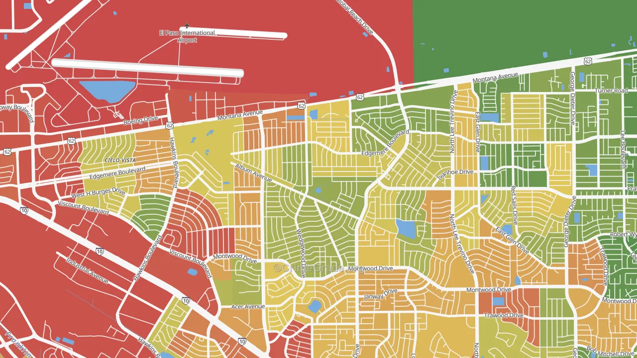 Album Park, El Paso, TX Map of Robbery Rates